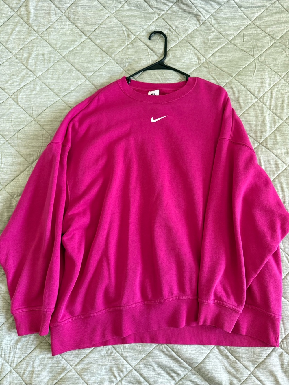 Nike Bright Fuchsia Crewneck Sweatshirt with White Swoosh